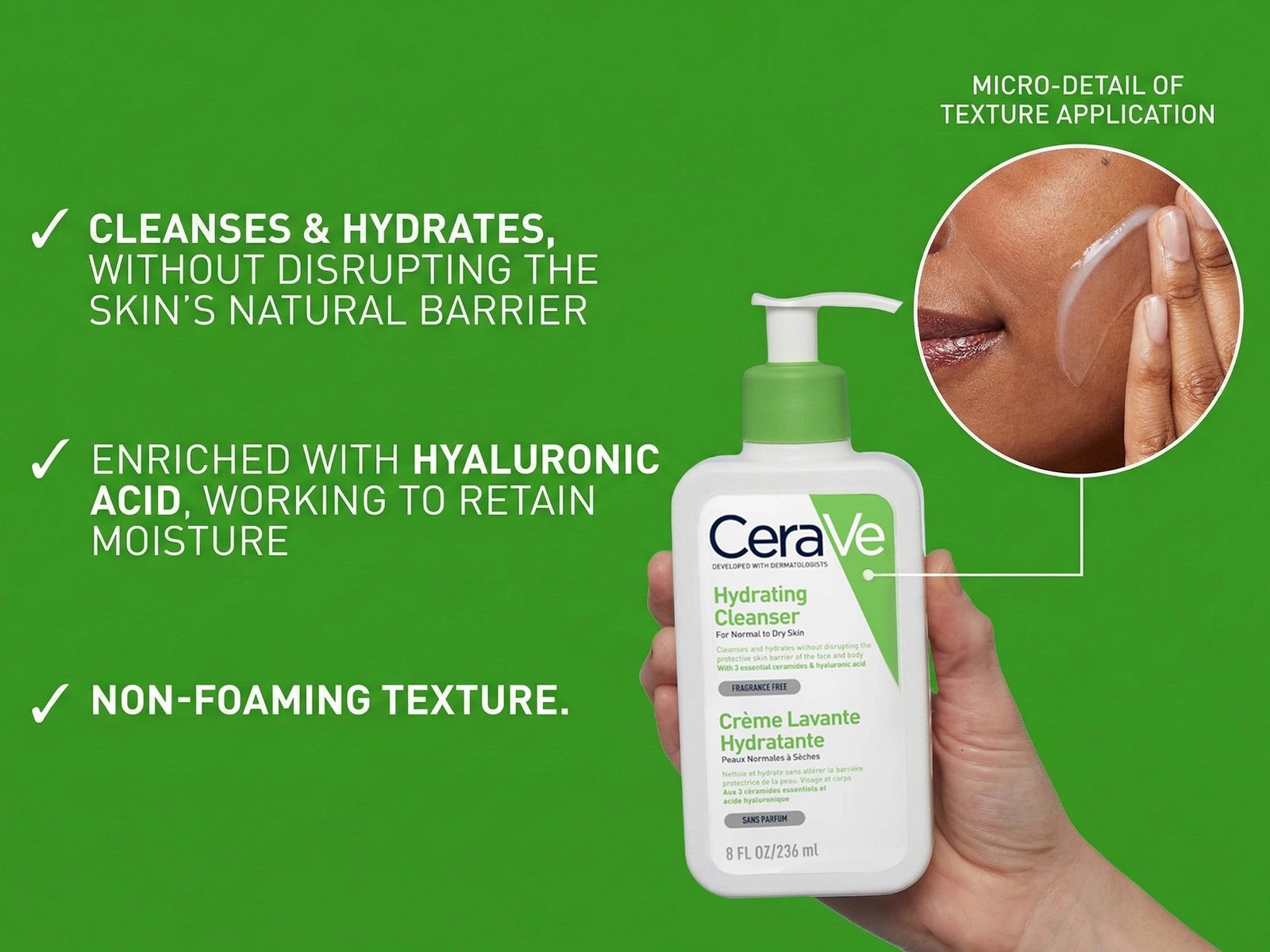 Cerave Hydrating Cleanser for Normal to Dry Skin 236ml - Image 3
