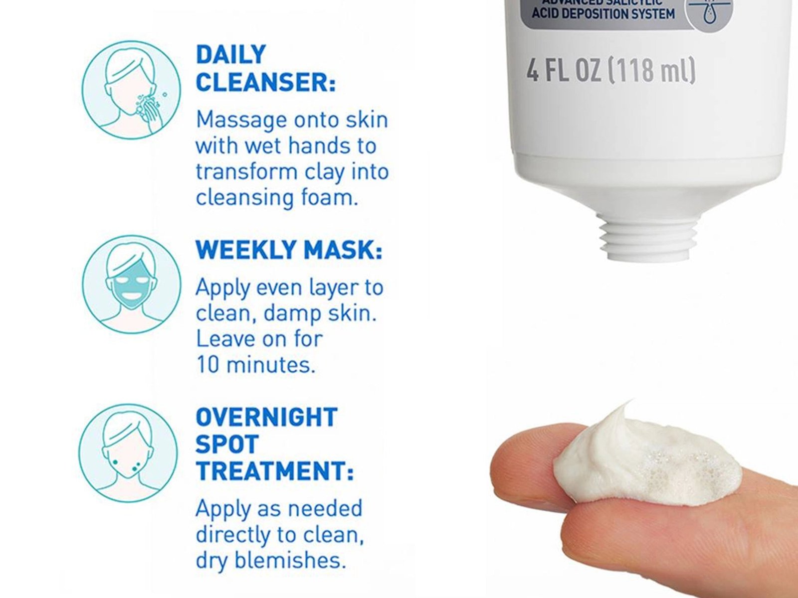 Cerave Blemish Clay to Foam Cleanser 118ml - Image 3